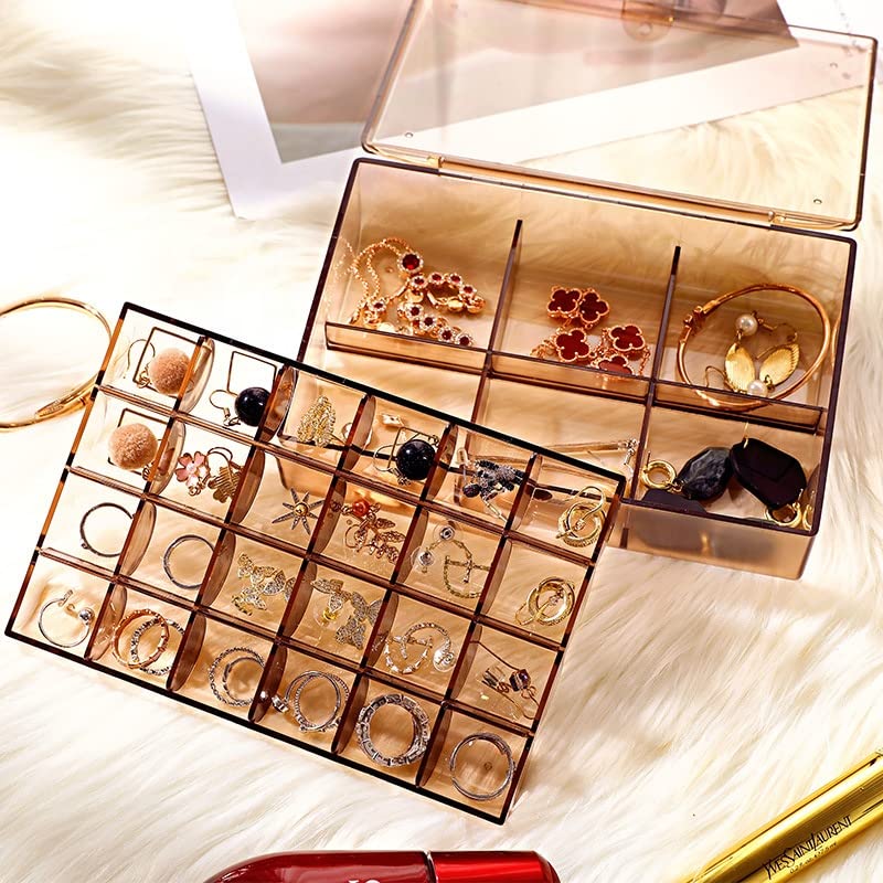12829 2 layer Acrylic Jewelry Storage Box Dustproof Earring Box, Storage Box Portable Nail Art Storage Case, 24-Grid Small and 6-Grid Big case Makeup Vanity Box (1 Pc / 30 Compartment) 12829 2 layer Acrylic Jewelry Storage Box Dustproof Earring Box, Storage Box Portable Nail Art Storage Case, 24-Grid Small and 6-Grid Big case Makeup Vanity Box (1 Pc / 30 Compartment)